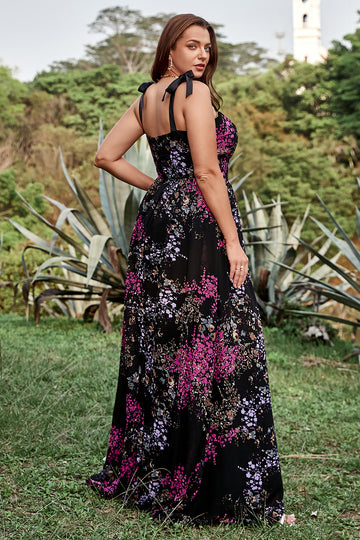 A Línea Tirantes de Espagueti Negro Vestido de Graduación